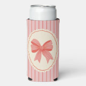 ピンクと赤のボウ グランドミレニアル パーティーフェイバー スリム缶クーラー (Seltzer正面)