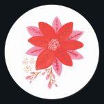 ピンクと赤のポインセチアの花 ラウンドシール<br><div class="desc">休日の花の美しい水お気に入りの色の絵画：ポインセチア。マッチングティッシュペーパー、ギフトラベル、ギフトラップが利用可能。</div>