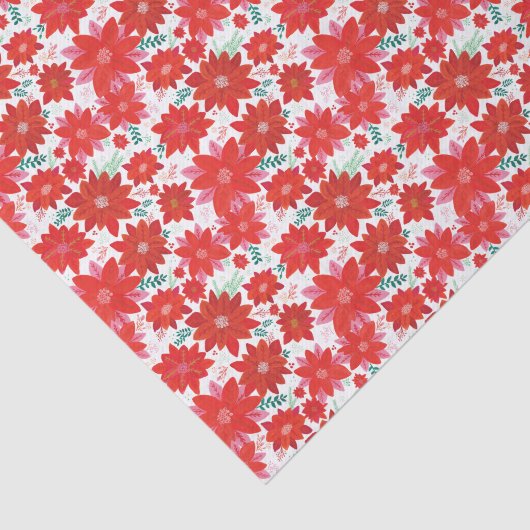 ピンクと赤のポインセチア模様クリスマス 薄葉紙 (詳細)