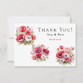 ピンクと赤のポピーとチューリップの感謝カード サンキューカード (正面)