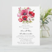 ピンクと赤のポピーのチューリップブリデスメイド昼食会 招待状 (スタンド正面)