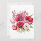 ピンクと赤のポピーのチューリップブリデスメイド昼食会 招待状 (裏面)