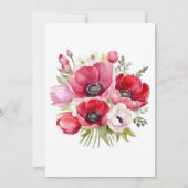 ピンクと赤のポピーのチューリップ結婚のカップルのシャワー 招待状 (裏面)