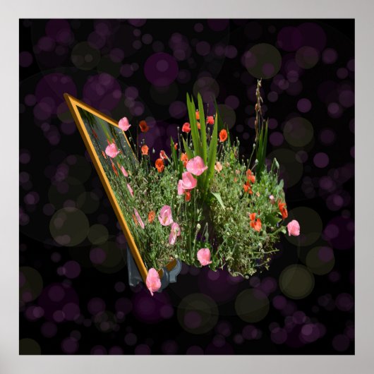 ピンクと赤のポピーのポップアウト・アート。 ポスター (正面)
