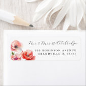 ピンクと赤のポピーマウンテン住所 シール (インサイチュ)