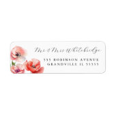 ピンクと赤のポピーマウンテン住所 シール (正面)