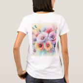 ピンクと赤のポピー花の花柄水彩モノグラム Tシャツ (裏面)
