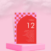 ピンクと赤のミッドセンチュリーの座席の名結婚前 テーブルナンバー