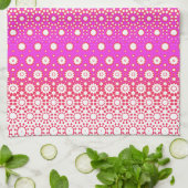 ピンクと赤のモザイク キッチンタオル (折り畳み)