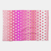 ピンクと赤のモザイク キッチンタオル (横)