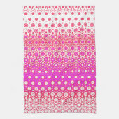 ピンクと赤のモザイク キッチンタオル (縦)