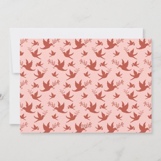 ピンクと赤のモダンなアーチの平和と喜びの写真クリスマス シーズンカード (裏面)