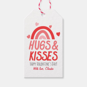 ピンクと赤のレインボーハートバレンタインデー ギフトタグ