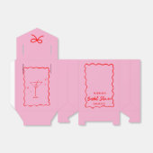 ピンクと赤のレトロなウェーブボーダー ブライダルシャワー フェイバーボックス (折り畳みなし)