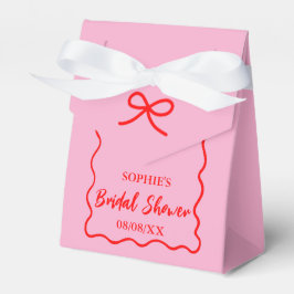 ピンクと赤のレトロなウェーブボーダー ブライダルシャワー フェイバーボックス