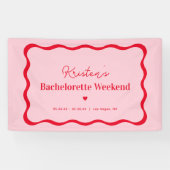 ピンクと赤のレトロなバチェロレッテパーティー 横断幕 (横)