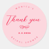 ピンクと赤のレトロなリボン ありがとうございます ラウンドシール (正面)