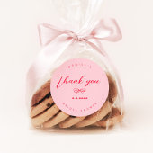 ピンクと赤のレトロなリボン ありがとう ラウンドシール