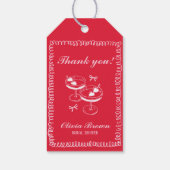 ピンクと赤のレトロな手描きのブライズシャワー ギフトタグ (裏面)