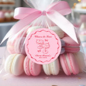 ピンクと赤のレトロな手描きのブライズシャワー ラウンドシール