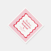 ピンクと赤のレトロな独身最後の週末 スタンダードカクテルナプキン (角)