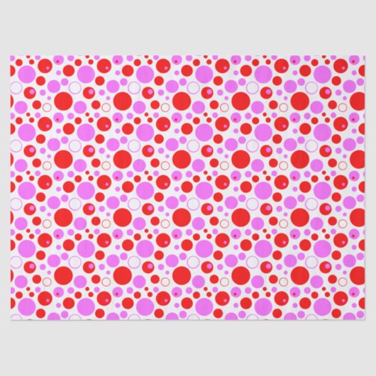 ピンクと赤のレトロの円と水玉模様 薄葉紙 (正面)