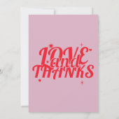 ピンクと赤のレトロはっきりしたラヴ&感謝してい結婚ズ サンキューカード (裏面)