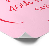 ピンクと赤のレトロヴィンテージ応援ウェルカムサイン ポスター (角)