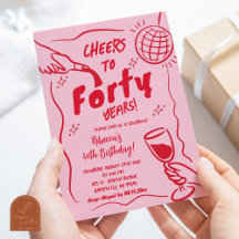 ピンクと赤のレトロヴィンテージ応援誕生日