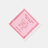 ピンクと赤のレトロ手描きブライダルシャワー スタンダードカクテルナプキン (角)