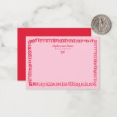 ピンクと赤のレトロ手書きカップル文房具 ノートカード (正面/裏面インサイチュ)