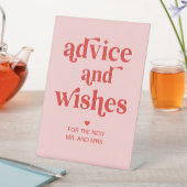 ピンクと赤のレトロ結婚のアドバイスと願い 台座サイン (インサイチュ)