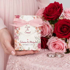 ピンクと赤のロマンティックなバラの春の結婚式 フェイバーボックス