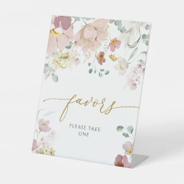 ピンクと赤のワイルドフラワーシャワーの好意サイン 台座サイン