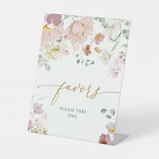 ピンクと赤のワイルドフラワーシャワーの好意サイン 台座サイン (正面)