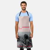 ピンクと赤の写真母の日の贈り物 エプロン (着用した状態)