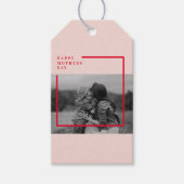 ピンクと赤の写真母の日の贈り物 ギフトタグ (正面)