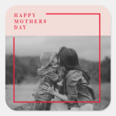 ピンクと赤の写真母の日の贈り物 スクエアシール (正面)