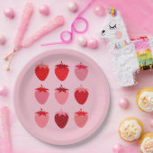 ピンクと赤の名門私立校風の美学イチゴ ペーパープレート (パーティー)