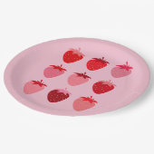 ピンクと赤の名門私立校風の美学イチゴ ペーパープレート (アングル)