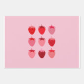 ピンクと赤の名門私立校風の美学イチゴ ラッピングペーパーシート (正面3)