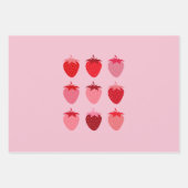 ピンクと赤の名門私立校風の美学イチゴ ラッピングペーパーシート (正面)