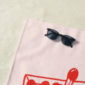 ピンクと赤の天国で作られたマッチパーソナライズされた ビーチタオル (インサイチュ)