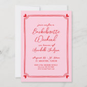 ピンクと赤の女の子の週末の旅程バチェロレッテ 招待状 (正面)