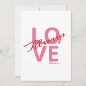 ピンクと赤の常に愛のハッピーバレンタインデー シーズンカード (正面)