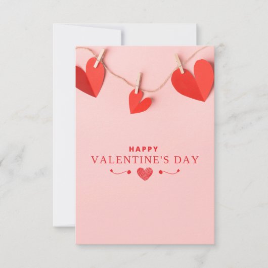ピンクと赤の幸せなバレンタインデー 招待状 (正面)