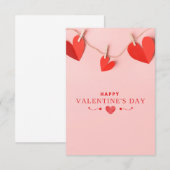 ピンクと赤の幸せなバレンタインデー 招待状 (正面/裏面)