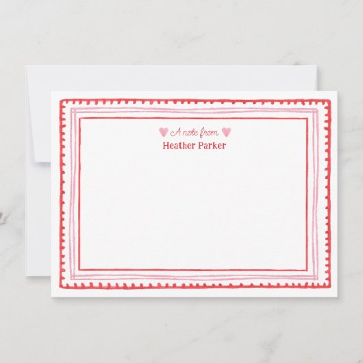 ピンクと赤の恋人バレンタインデーをテーマにした ノートカード (正面)