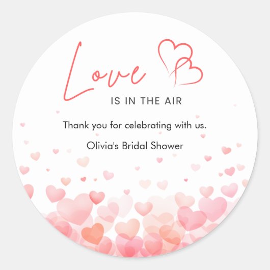 ピンクと赤の愛が満ちる ブライダルシャワー ラウンドシール (正面)