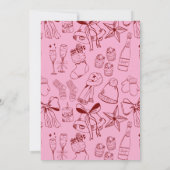 ピンクと赤の手で描かれたドードルクリスマス 招待状 (裏面)